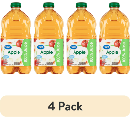 (4 pack) Great Value No Added Sweeteners 100% Apple Juice 64 fl oz
